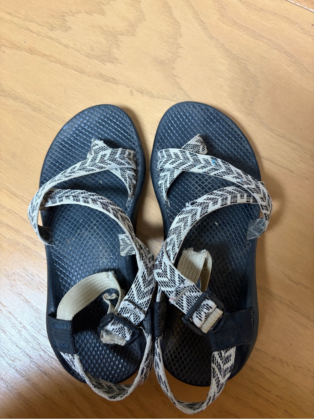 Chacos with Black and White Chevron Strap